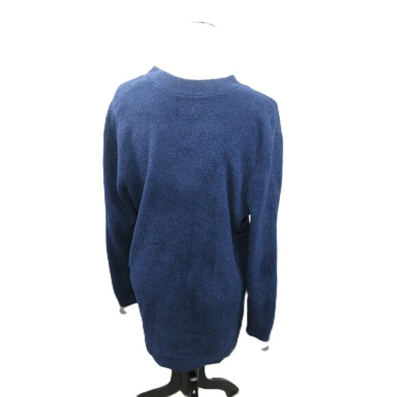 Lands' End Navy Blue Soft Button Front Tunic Cardigan Size Large - Picture 2 of 7